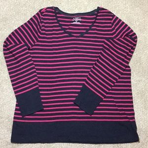 Talbots Navy/Pink striped knit shirt